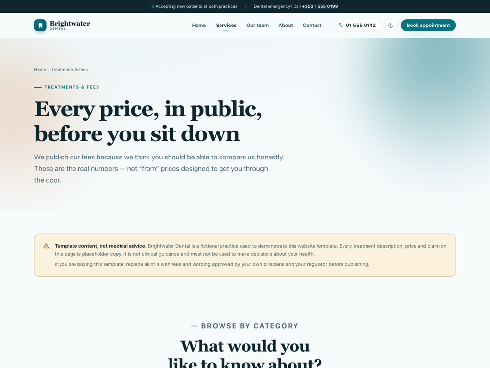 Dental & Medical Clinic Kit — services page