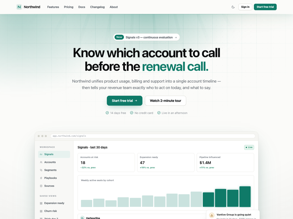 The SaaS Launch Kit homepage: a dark landing page with a headline, two calls to action and a product dashboard preview.
